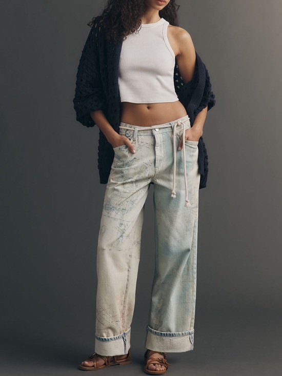 Pilcro Denim - Pilcro High-Rise Slouch Wide-Leg Map Pattern Jeans